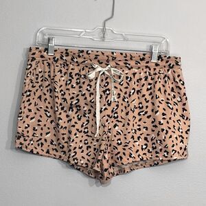 NINE WEST Women’s Rose Pink Black Animal Print Summer Sleep Shorts Drawstring XL